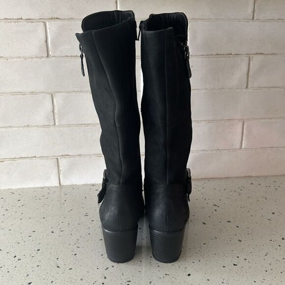 Ecco Women’s Black Leather Tall/Mid Calf Zip Close Regular/Wide Calf Boots Sz 39 - Picture 3 of 16